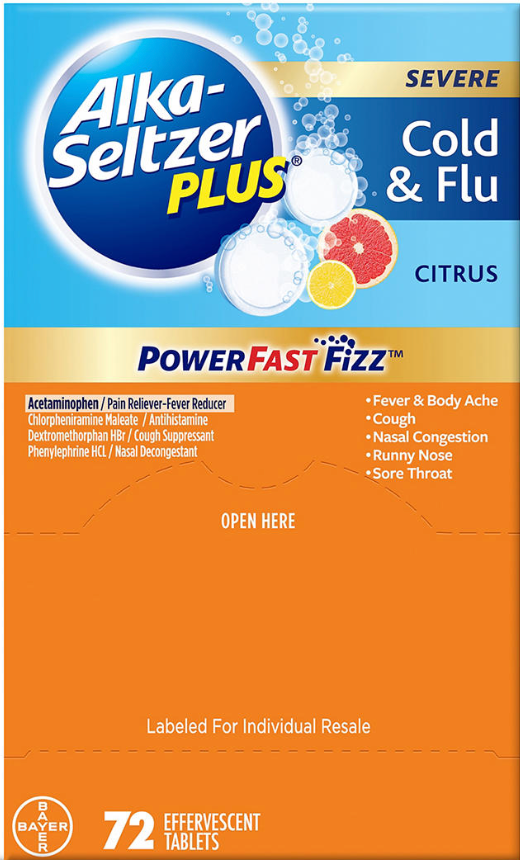 바이엘 알카셀쳐 감기 & 독감 발포성 정제 72정