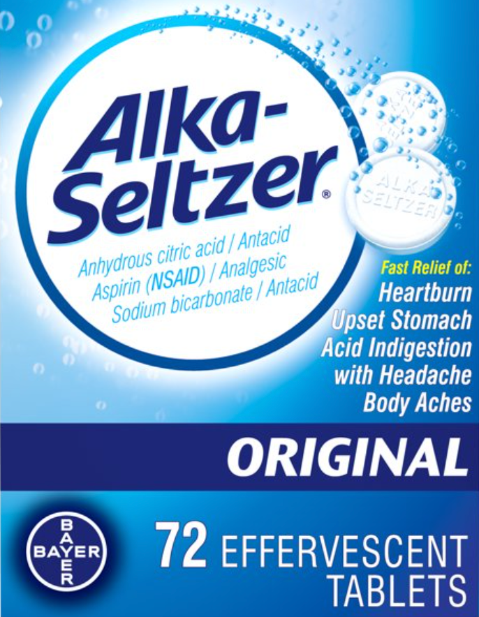 바이엘 알카셀쳐 발포성 속쓰림/통증완화 발포성 제산제 오리지널 72정