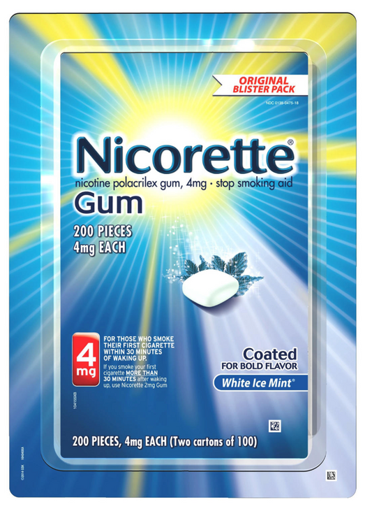 글락소스미스클라인 GSK 니코렛 니코틴 4mg 금연껌 White Ice Mint 100pc 2개 *FDA 인증*