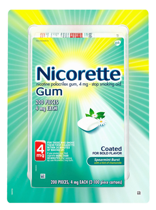 글락소스미스클라인 GSK 니코렛 니코틴 4mg 금연껌 Spearmint Burst 100pc 2개 *FDA 인증*