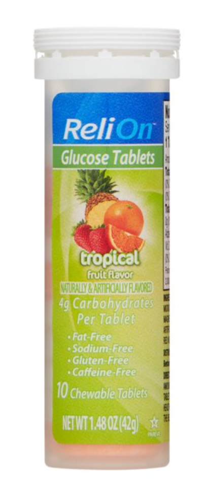 릴라이온 ReliOn 글루텐/카페인-프리 글루코즈 포도당 츄어블 휴대용 Tropical 10정 3ct (30정)