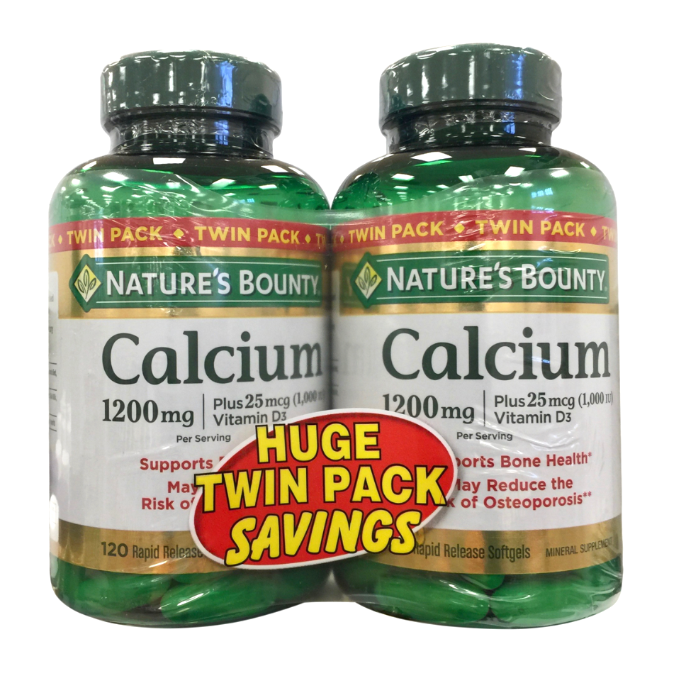 네이처스바운티 Non-GMO 칼슘 600mg + D3 속방형 120 액정 2병 (240정)