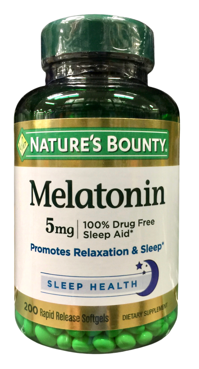 네이처스바운티 Non-GMO 약물-프리 멜라토닌 5mg 속방형 60 액정 2병 (120정)