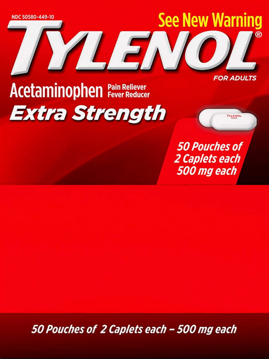 타이레놀 Tylenol 아세트아미노펜 500mg 개별포장 2정 50팩 (100정)