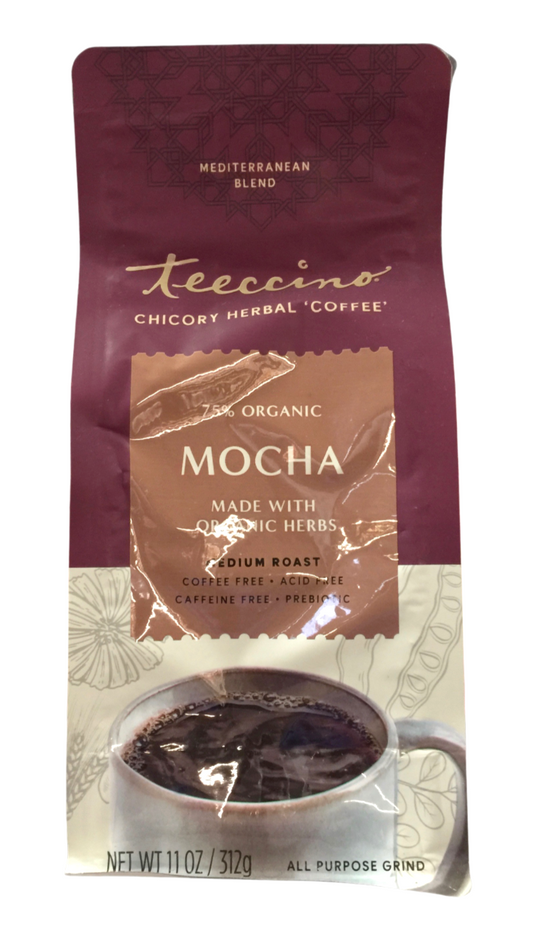티치노 Teeccino 75% 유기농 카페인-프리 허브 커피 Mocha 312g 3팩 (936g) *커피 대안품*