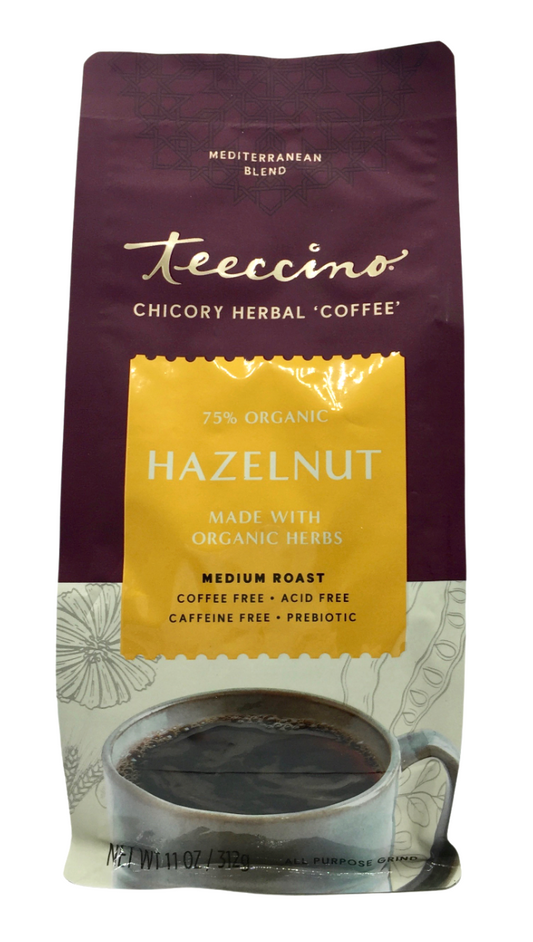 티치노 Teeccino 75% 유기농 카페인-프리 허브 커피 Hazelnut 312g 3팩 (936g) *커피 대안품*