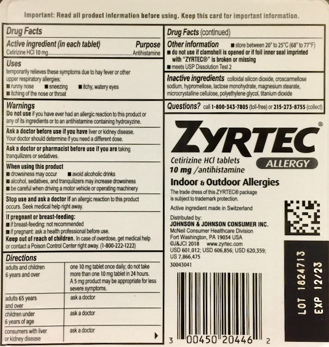6+ 존슨앤존슨 지르텍 세티리진 HCI 10mg 24시간 알러지 릴리프 30정