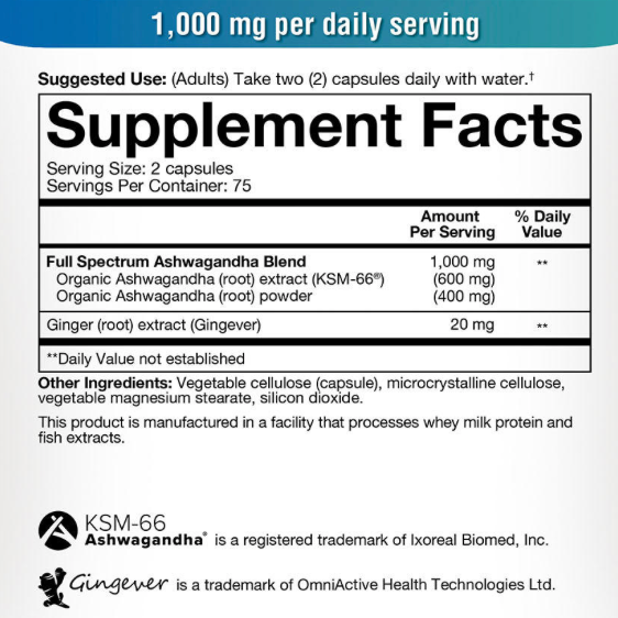 유티어리 KSM-66® 애쉬와간다 500mg 150정