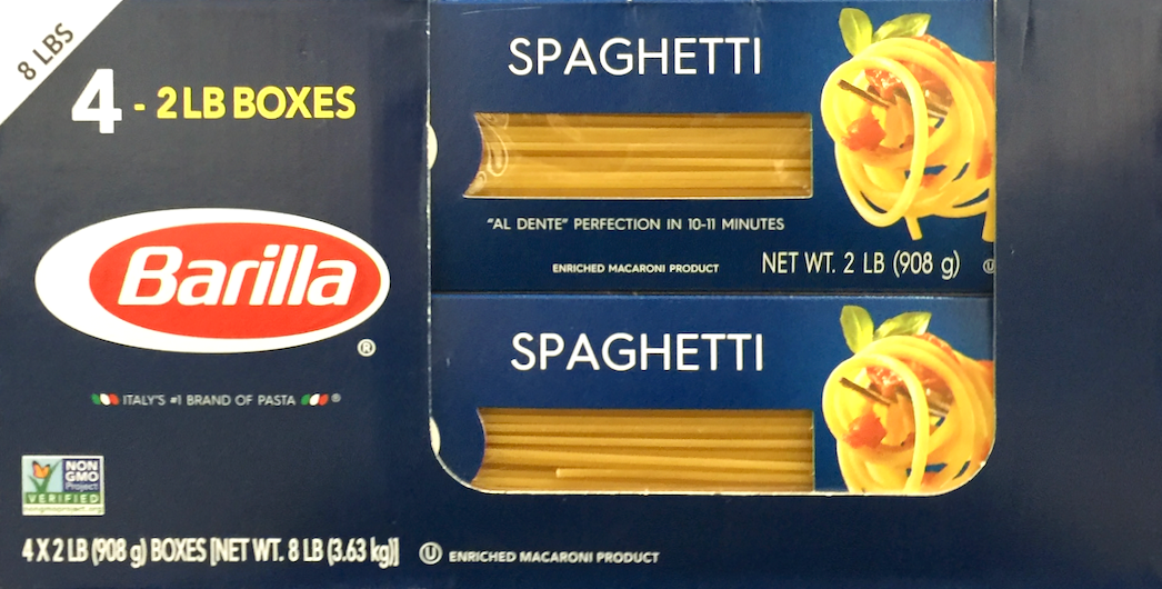 바릴라 Barilla Non-GMO 스파게티 907g 4팩 (3.6kg)