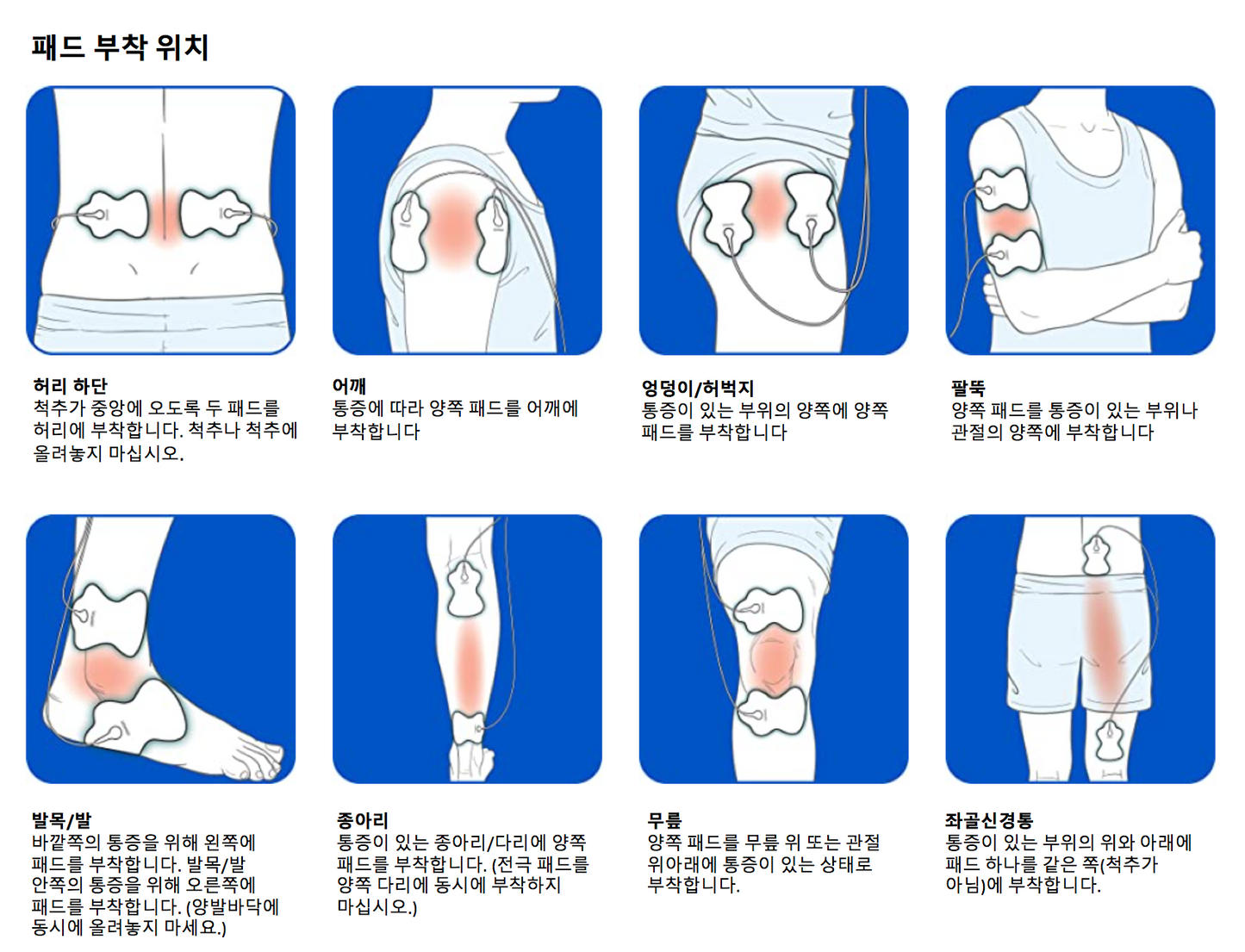 텐스 TENS 7000 텐스 물리치료기 패드 5 x 5cm 16매