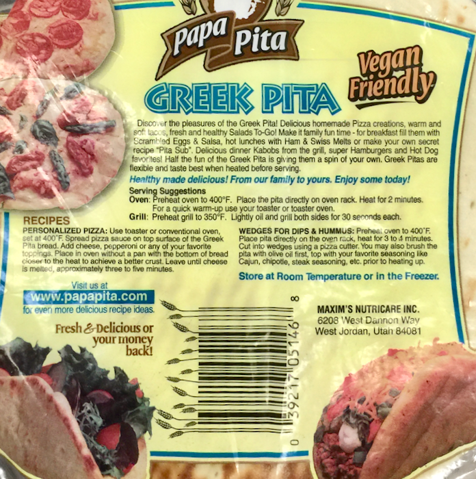 파파피타 Papa Pita GMO/강화제/안정제-프리 그리스 피타 플랫브레드 12pc 953g *미국 심장건강협회 인증*