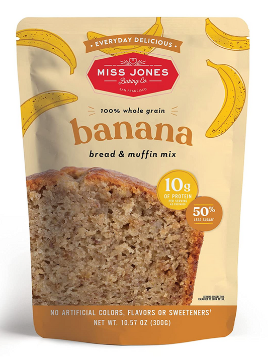 미스존스베이킹 Miss Jones Baking Co. 50% 레스슈가 통곡물 바나나 브레드 & 머핀 믹스 300g 3팩 (900g)