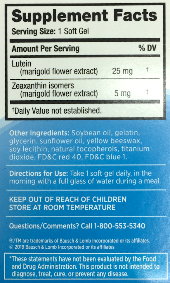 바슈롬 Bausch Lomb 오큐바이트 블루라이트 루테인 25mg + 제아잔틴 30 액정