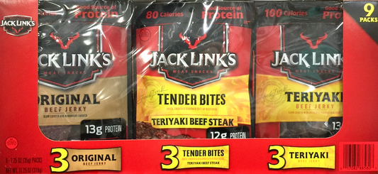 잭링크 Jack Link’s 비프 저키 (육포) 3가지맛 9팩 (319g)