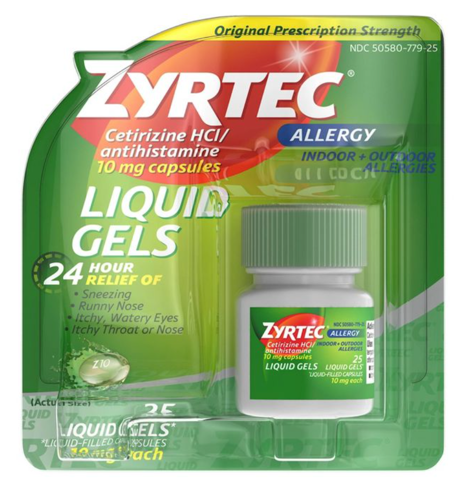 6+ 존슨앤존슨 지르텍 세티리진 HCI 10mg 24시간 알러지 릴리프 리퀴드젤 25정