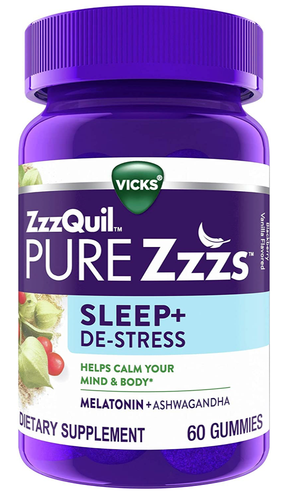 P&G 지퀼 퓨어지스 약물-프리 슬립 + 디스트레스 멜라토닌 1mg 수면유도 거미 60정