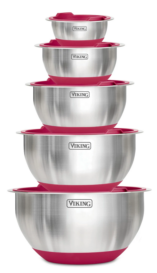 바이킹 Viking BPA-프리 믹싱볼 + 밀폐 실리콘 뚜껑 10pc Red