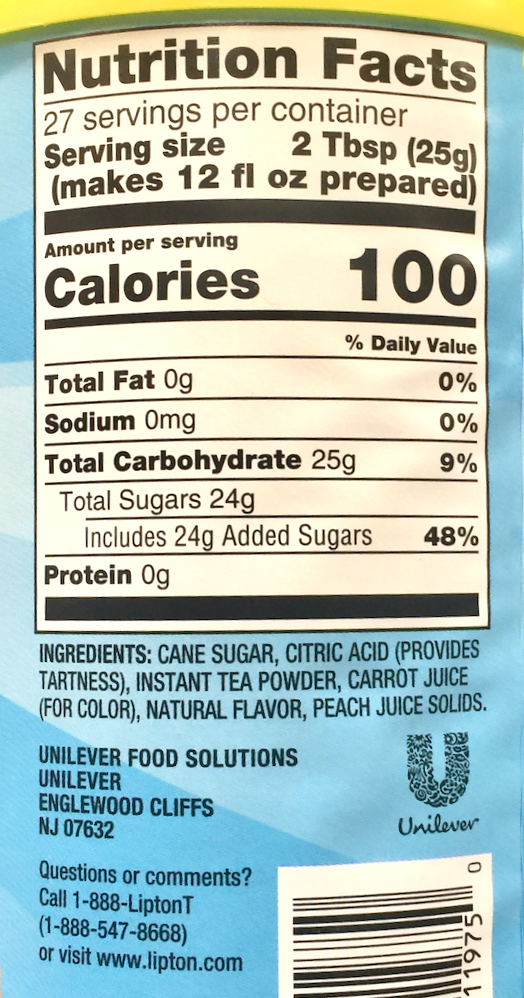 유니레버 Unilever 립튼 복숭아 아이스티 믹스 9L (670g)