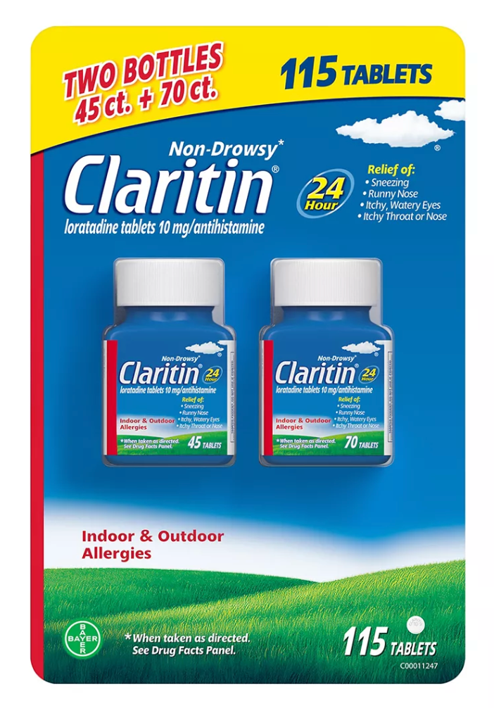 6+ 바이엘 클라리틴 로라타딘 10mg 24시간 알러지 릴리프 45+70정 (115정)