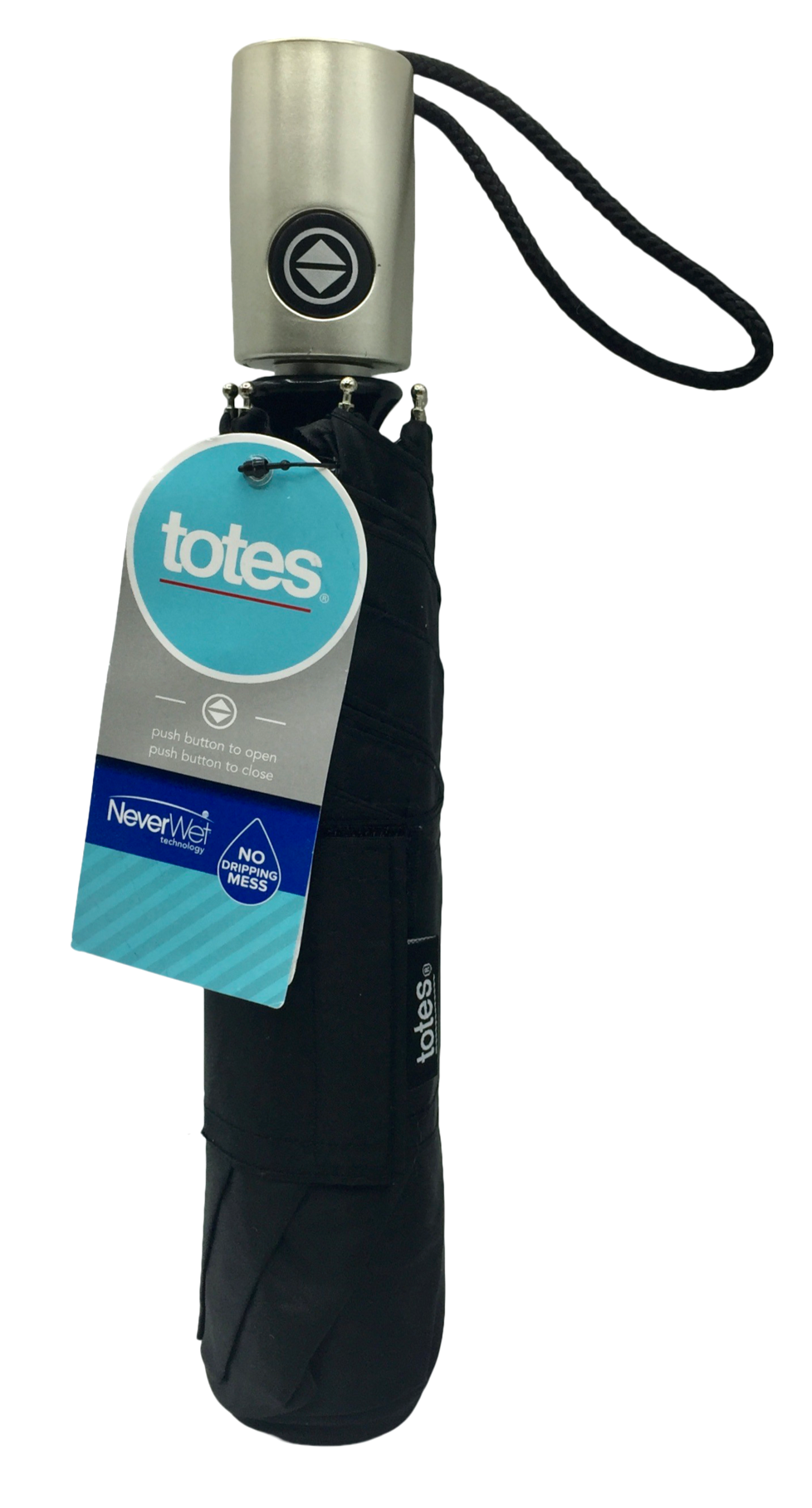 토츠 Totes 미니 자동 개폐 우산 8.25" Black