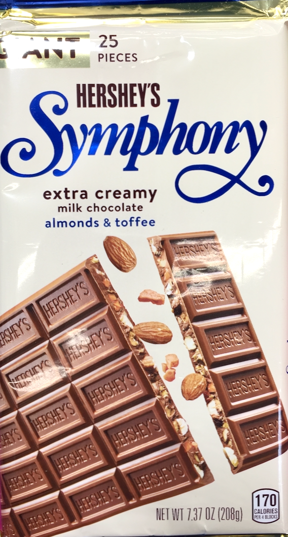 허쉬 심포니 아몬드 & 토피칩 엑스트라 크리미 밀크 초콜렛바 208g 2개 (416g)