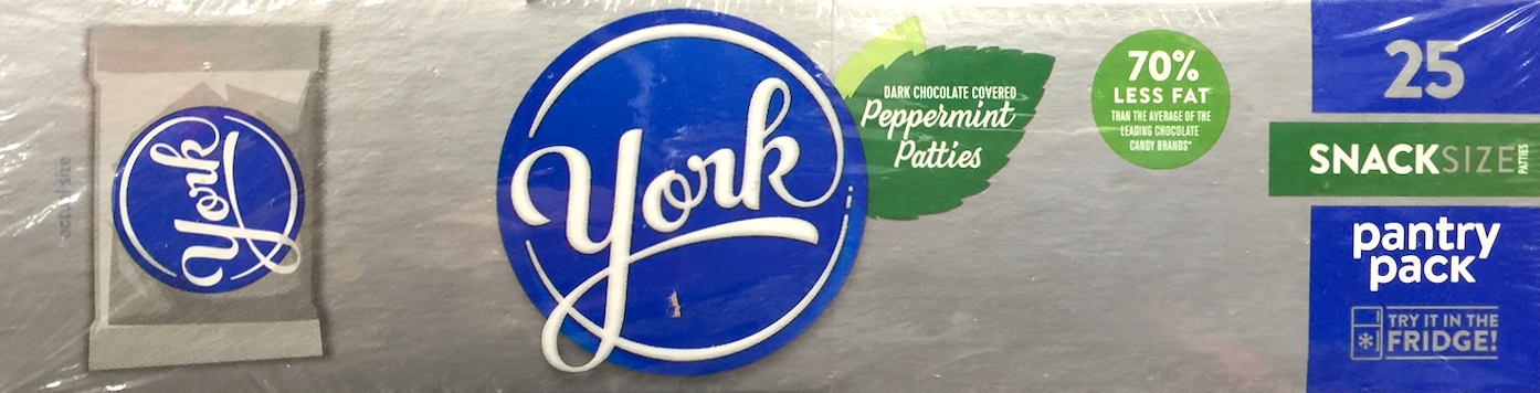 허쉬 요크 글루텐-프리 다크초콜렛 페퍼민트 패티 스낵사이즈 25pc (425g)