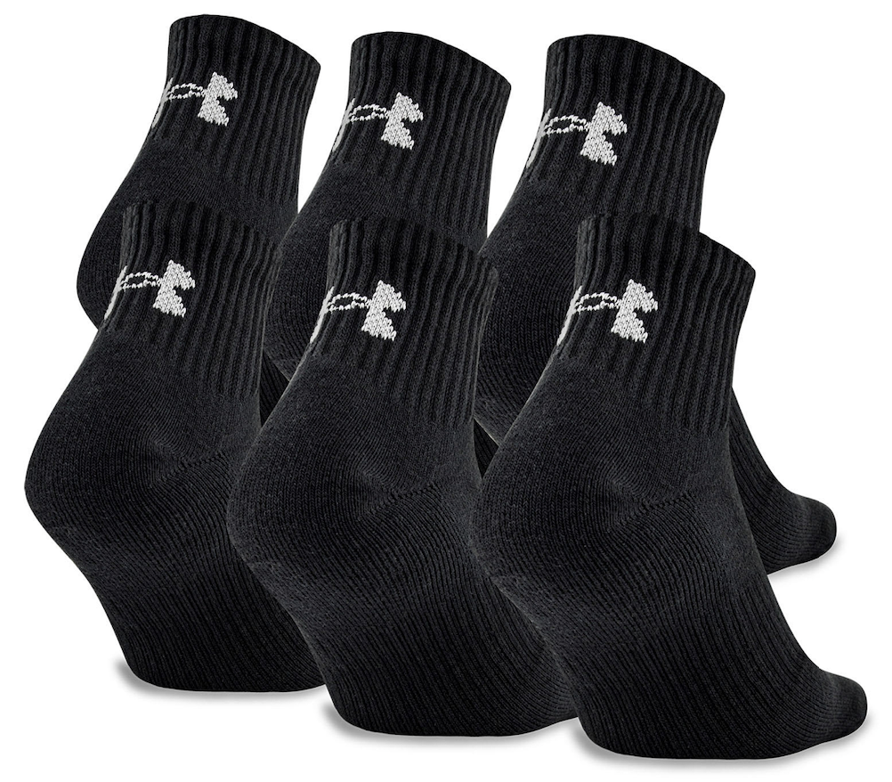 언더아머 Under Armor 유니섹스 면혼방 쿼터 양말 블랙 미디엄 6켤레