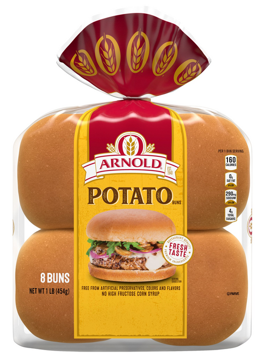 아놀드 Arnold 무방부제 포테이토 감자 햄버거 롤 8pc (454g)