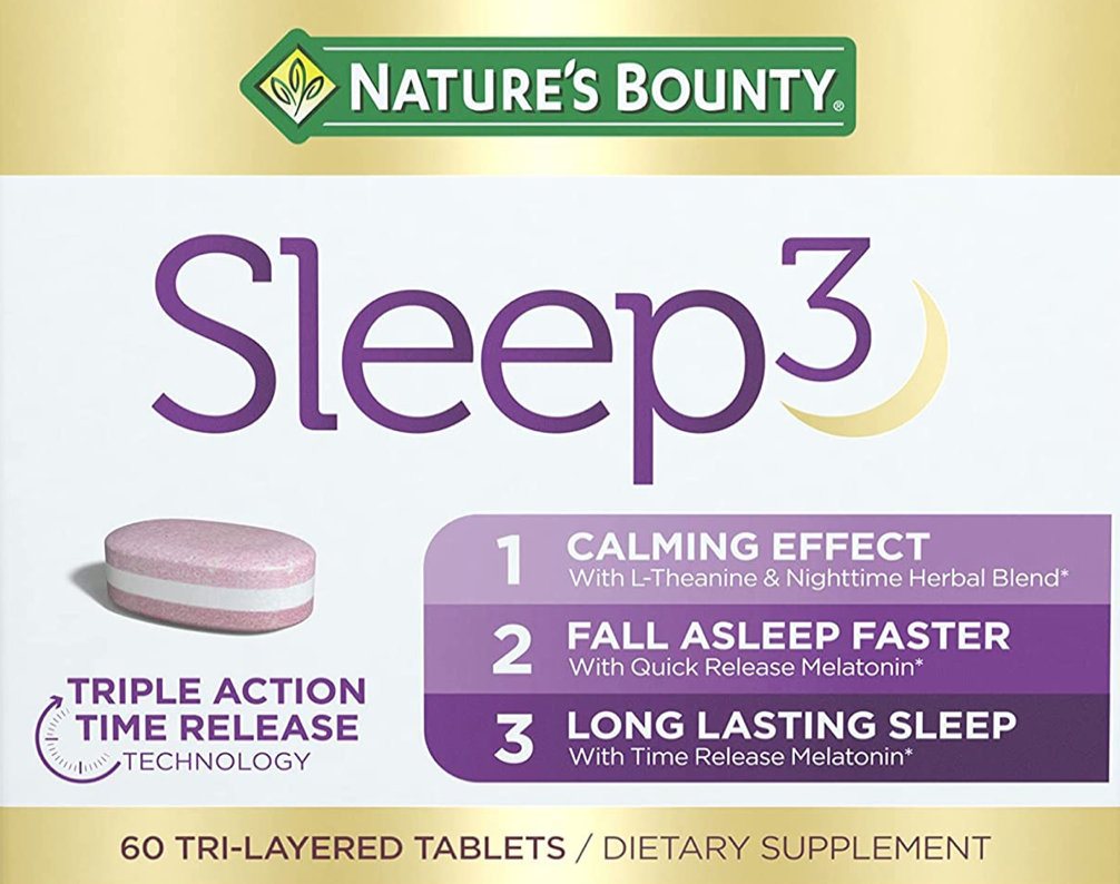 네이처스바운티 슬립3 약물-프리 시간방출형 멜라토닌 10mg 수면유도 60정