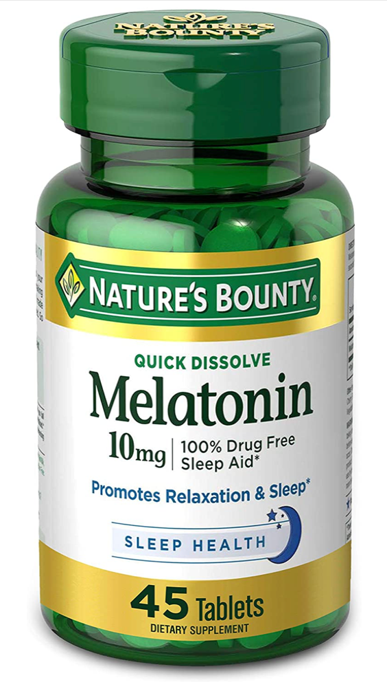 네이처스바운티 Non-GMO 약물-프리 멜라토닌 10mg 츄어블 45정 2병 (90정)