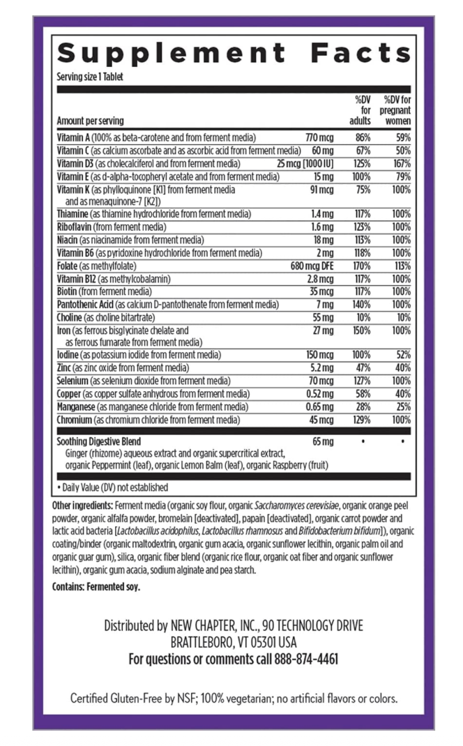 뉴챕터 NewChapter 프레나탈 원데일리 산전 *발효* 종합비타민 90정