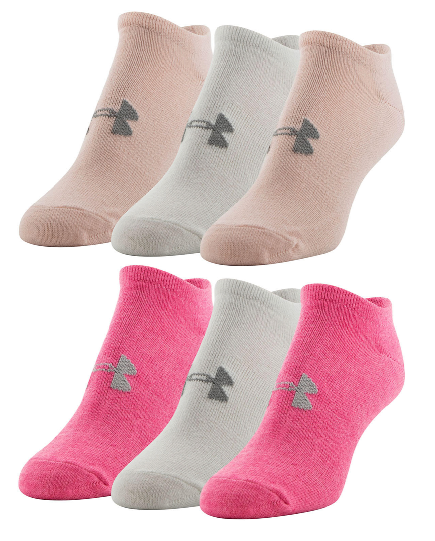 언더아머 Under Armor 여성 면혼방 노쇼 양말 6켤레 Ballet Pink