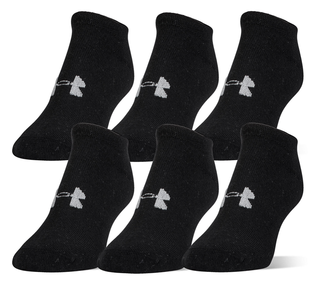언더아머 Under Armor 여성 면혼방 노쇼 양말 6켤레 Black