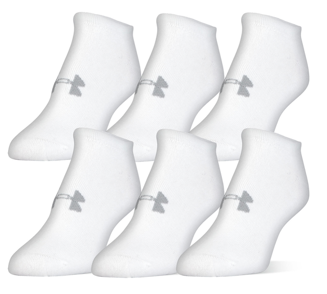 언더아머 Under Armor 여성 면혼방 노쇼 양말 6켤레 White