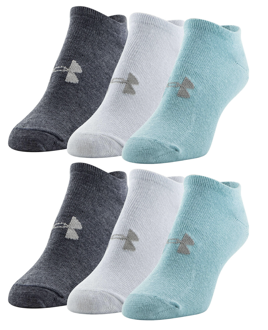 언더아머 Under Armor 여성 면혼방 노쇼 양말 6켤레 Grey Multi