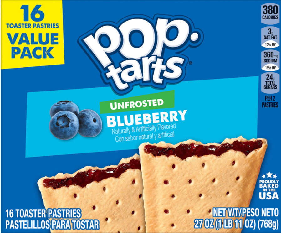 켈로그 Kellogg's 언프로스티드 블루베리 팝타르트 16ct (768g)