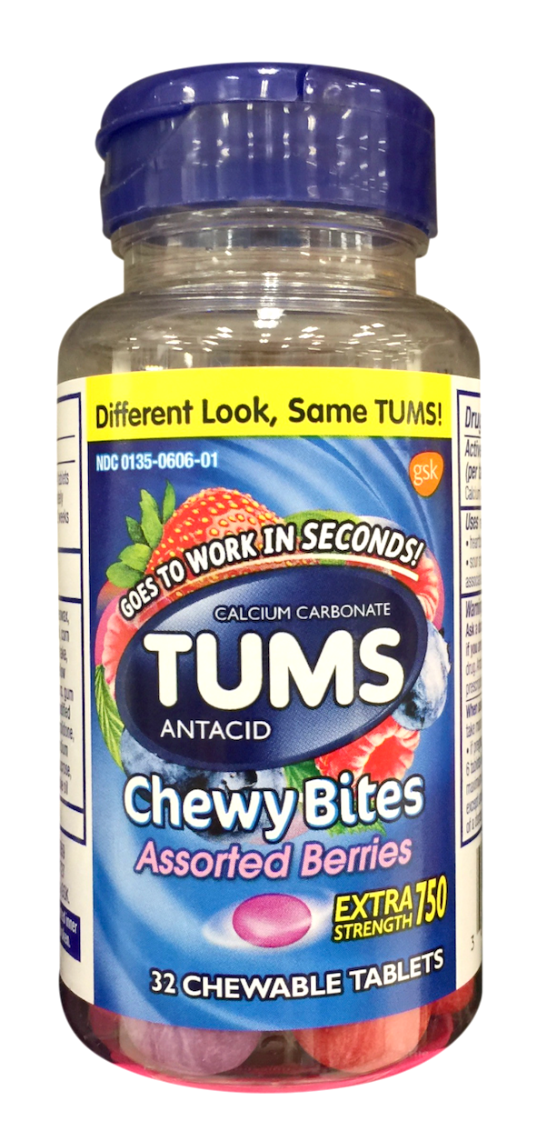 12+ 글락소스미스클라인 GSK 텀스 탄산칼슘 750mg 위산중화 츄이바이트 베리맛 32정 2개 (64정)