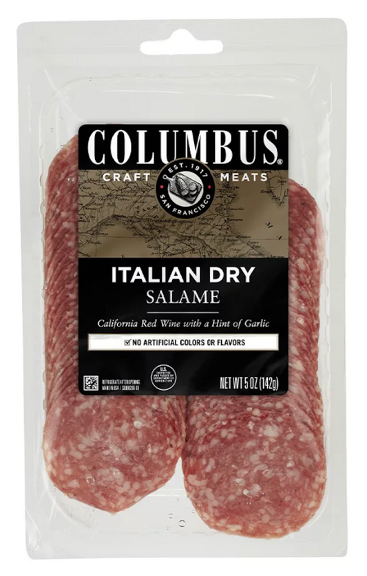 콜롬버스 Columbus BHT-프리 이탈리안 드라이 살라미 슬라이스 142g 2개 (282g) #돼지고기
