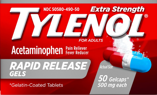 타이레놀 Tylenol 아세트아미노펜 500mg 래피드릴리즈 속방형 젤태브릿 50정