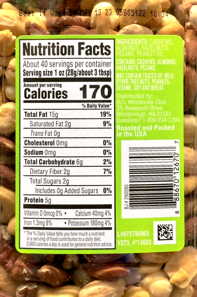 웰슬리팜 슈가/솔트-프리 엑스트라 팬시 너트 믹스 1.13kg *캐슈•아몬드•헤이즐너트•피칸*