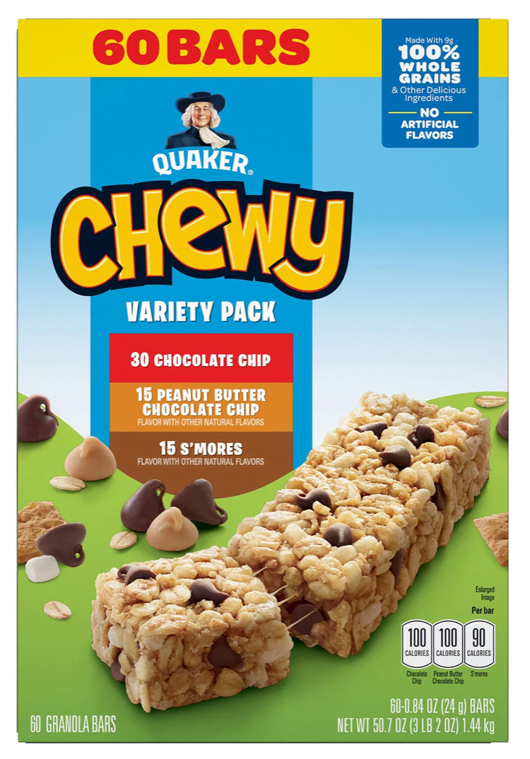 퀘이커 Quaker 츄이 그래놀라바 3가지맛 60pc (1.44kg)
