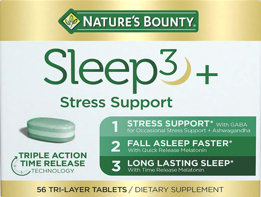 네이처스바운티 슬립3 약물-프리 시간방출형 멜라토닌 10mg 수면유도 + 스트레스 서포트 56정