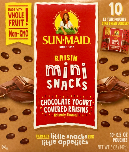 선메이드 Sunmaid Non-GMO 초콜렛 요거트 건포도 14g 20팩 (284g)