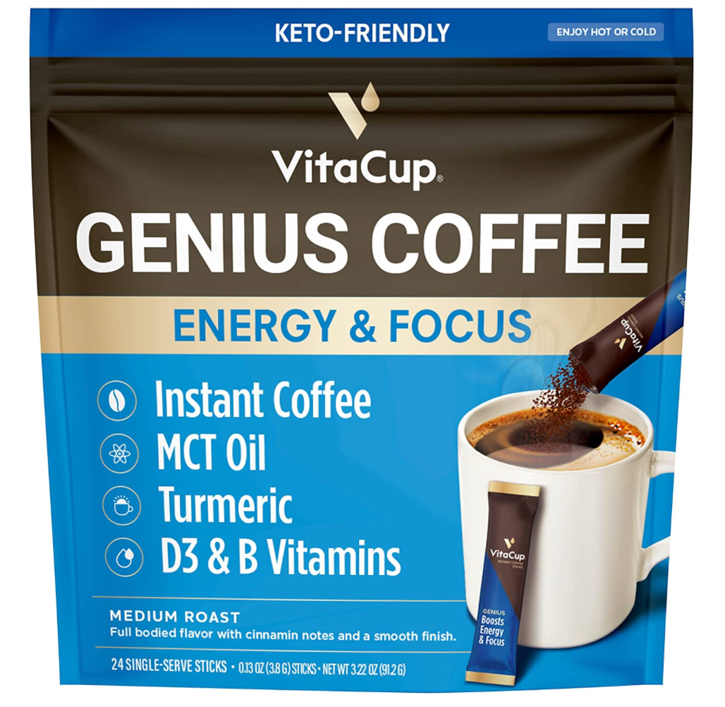 비타컵 VitaCup 지니어스 에너지 & 집중력 케토 인스턴트 커피 스틱 24개 (91g)