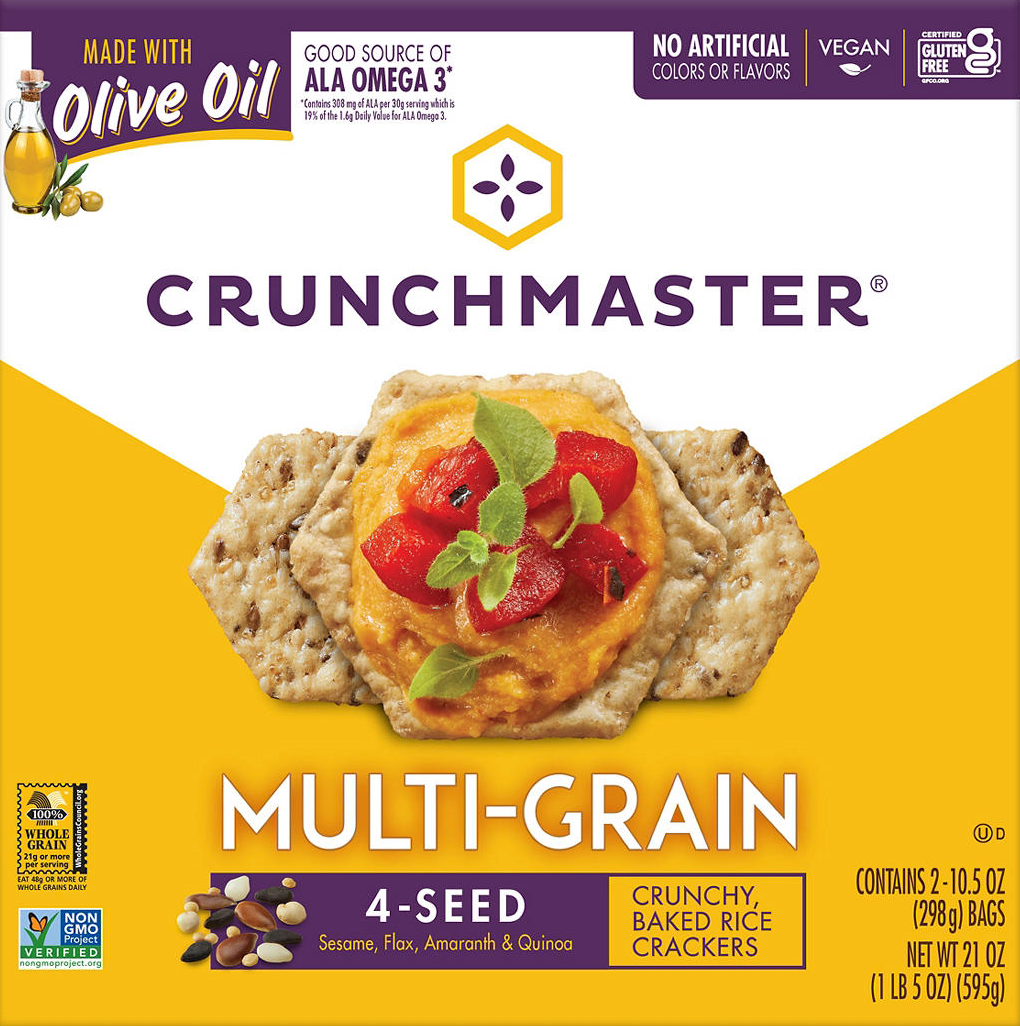 크런치마스터 Crunchmaster Non-GMO 슈가/글루텐-프리 멀티그레인 4시드 595g