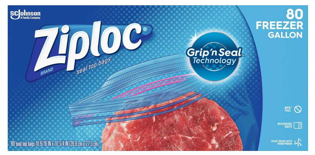 집락 Ziploc BPA-프리 지퍼백 냉동고 대형 26 x 27cm 80매