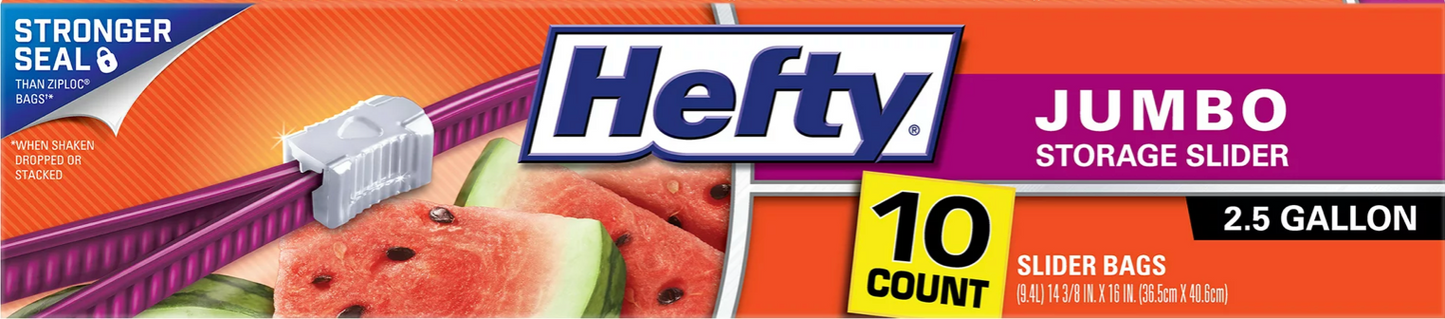 레이놀즈 Reynolds 헤프티 BPA-프리 밀봉 슬라이더백 점보 9.4L 10매 6팩 (60매)