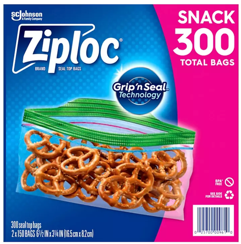 집락 Ziploc BPA-프리 지퍼백 스낵 16 x 8cm 150매 2팩 (300매)