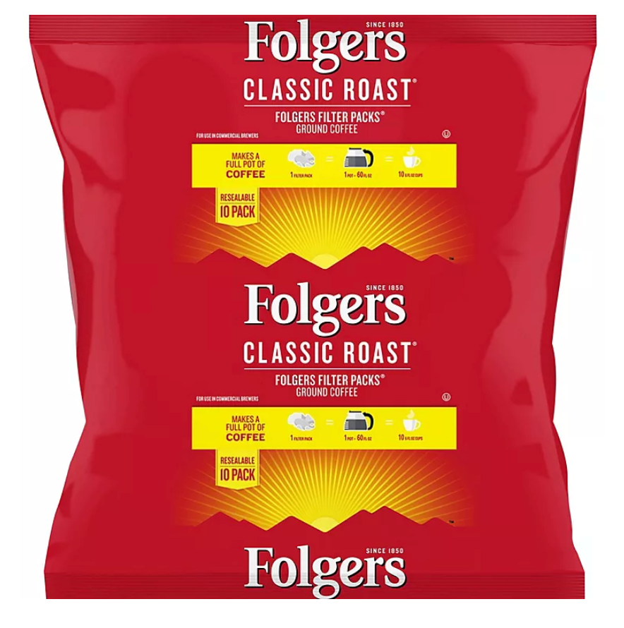 폴저스 Folgers 클래식 로스트 10잔 필터 팩 40ct (1.0kg)