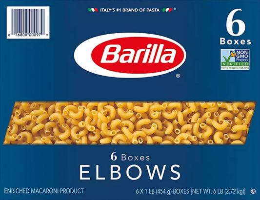 바릴라 Barilla Non-GMO 엘보 마카로니 454g 6개 (2.72kg)